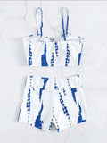 2026 Tie Dye Bikini Drawstring Swimsuit Women High Waist Shorts Swimwear Female Padded Bathing Suit Swimming Beachwear Summer