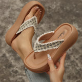 Fashion Design Wedge Heel Flip Flops Women Comfortable Clip Toe Platform Slippers Woman 2026 Printed Thick Bottom Sandals Female