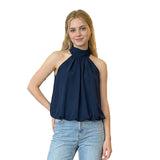 Women Summer Halter Top Sleeveless Backless Solid Color Loose Vest for Club Party