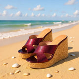 12cm Red High Heels Slippers Summer Wedges Shoes Slides Fashion Sexy Woman Platform Slippers Sandales Femmes Large Size 35-42