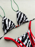 2026 Summer Women's Micro Bikini Set Sexy Lace-up Backless Swimsuit Patchwork Push Up Thong Swimwear Biquini Low Waist Biquinis