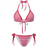 2026 New Womens Stripe Bikini Sets Halter Bra Tops with Tie-up Thong 2 Pcs Set Swimsuits Stylish Sexy Beach Pool Bathing Suit
