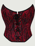 Corset Top Thin Without Lace Deep Red Body Shaping Chest Support Waist Tie Waist Tightening Corset Casaul Pure Desire Style Y43R