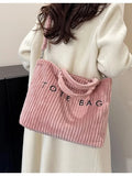 2026 Autumn New Women's Corduroy Tote Bag - Large Capacity, High-End Texture, Fashionable Commuter Shoulder & Crossbody Bag