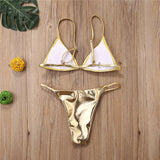 Sexy Bikini  Ladies Gold Color Sequins Bikini Set Women Swimwear Push Up Padded Swimwear For Women