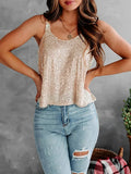 2026 Summer Fashion Women's Tanks Sexy Sequins Camisole Lady Casual Sliver Women's Strap Top Night club Streetwear Y2K Dress up
