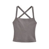Solid Color Sexy Back-Cross-Strap Tank Top For Women New Summer Slim-Fit Short Outerwear Base Top Pure Desire Casual Style 56ZA