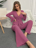 Autumn Winter Two Pieces Pajamas Sets Women Sleepwear Sexy V Neck Long Sleeve Tops and Trousers Set Loungewear Home Clothes