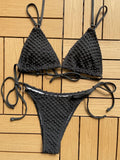 Sexy Wrinkled Strappy Halter Bikini Female Swimsuit Women Swimwear Two-pieces Bikini set Tie Side Bather Bathing Suit Swim Lady