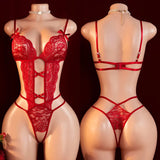Teddy Transparent Lace Lingerie Deep V Open Bra Sexy Lingerie Women Sleepwear Open Croth Bodysuit Lenceria Porno Underwear Set