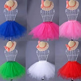 Women Skirt A-line Big Swing Multi-layered Candy Color High Elastic Waist Fluffy Gauze Dancing Performance Short Pleated Skirt
