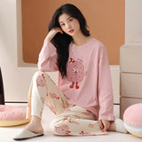 Pure cotton pajamas for women, long-sleeved trousers, can be worn outside, pure cotton home clothes, Class A antibacterial 100%