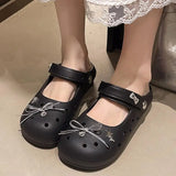 Cute DIY Bow Knot Indoor Street Slippers For Women Fashion Clogs Female Summer Shoes Soft EVA Anti-slip Ladies Home Beach Slides