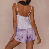 Women's Summer Sexy Pajama Shorts Set 3 Pieces Lace Satin With Silk Sleepwear Robe Fashion And Comfortable Print Nightwear