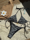 Sexy Mesh Flower Bikinis Sets Women Hot Pink Halter Push Up Bra Tie Side Swimsuit 2026 Beach Bathing Suit Holiday Micro Swimwear