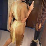 Sexy With Belt Fringe Tassel Crochet Knitted Tunic Beach Cover Up Cover-ups Beach Dress Beach Wear Beachwear Female Women V4649