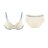 Wireless Non Padded Bra Set for Small Bust Seamless Comfort Bralette & Briefs Pure Elegant Ladies Intimates Teen Girls Underwear