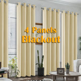 NONECN Blackout Curtains 4 Pack Heat Insulated Grommet For Bedroom Living Room