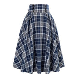 High Waist A-Line Skirt Women Midi Skirt Plaid Print Large Hem Design Autumn Winter Skirt Streetwear