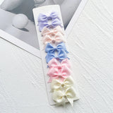 10Pcs/card Grosgrain Ribbon Bows Hair Clips For Girls Small Trailing Bowknots Hairpins Headwear Kids Hair Accessories