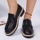 Patent Leather Thick Heels Loafers Women Spring New Mixed Color Med Heel Office Pumps Woman Plus Size 43 Slip On Single Shoes