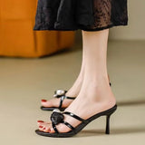 Liyke 2026 New Fashion Flowers Pearl   Women Slippers Summer Party Dress  Sandals