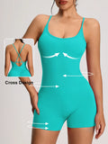 Backless Women's Bodysuit Yoga Combi-pants Shorts Jumpsuits Gym-to-Street Overalls Summer Fitness Jumpsuit for Gym Rompers