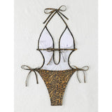 2026 Leopard One Piece Swimsuit Women Cut Out Swimwear Sexy Backless Bathing Suit Tie Side Monokini Beach Bodysuit Beach Wear