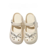 Cute DIY Bow Knot Indoor Street Slippers For Women Fashion Clogs Female Summer Shoes Soft EVA Anti-slip Ladies Home Beach Slides
