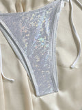 Shiny Neon Green Micro Bikini 2026 Women Sexy Bow Strap Push Up Tie Side Thong Swimsuit Brazilian Brozing Bathing Suit  Swimwear