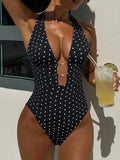 Tiger Printed Halter Deep V Neck One Piece Swimsuit Women Swimwear Female Backless Monokini High Cut Bathing Suit Swim Bodysuit