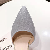 ZOKI Bling Gold Silver Women's Pumps 2024 Sexy Point Toe Thin Heel Party Wedding Shoes Woman Summer Ankle Strap High Heels Shoes