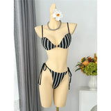 2026 New Striped Bikini Women Swimwear Female Swimsuit High Cut Leg Padded Bather Bathing Suit Swim Two-pieces Bikini set K8071