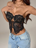 Sexy see-through lace bra underwired vest top tube top