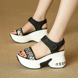 Sequin Chunky Wedges Sandals Women Plus Size 42 High Heel Platform Sandles Woman Comfy Thick Bottom Heighten Gladiator Sandalias