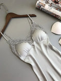 Sexy Pajamas Women's Silk Suspender Nightdress Ladies Spring And Summer Ice Silk Thin Halter Home Service Satin Night Dresses