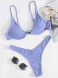 Sexy Neon V-bar Underwired Bikini 2025 Female Ribbed Swimsuit Women Thong Swimwear Two-pieces Bikini set Push up Bathing Suit