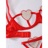 Toucheart Erotic Love Lingerie Panty Garters Patchwork 3PCS Skinny Backless Delicate Hot Women Seductive Intimate Underwear Set