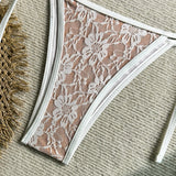 Embroidery Mesh Lace Halter Bikini Female Swimsuit Women Swimwear Two-pieces Bikini Set High Cut Bathing Suit Swim Beach Wear
