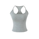 Early Spring New Style Hot Girl Pure Desire Sexy U-Neck Chest Pad Elastic Base Tank Solid Color Backless Sleeveless Top 6JYN