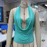 Women's Summer Halter Tops Stylish Starfish Slim Fit Backless Sleeveless Vest for Daily Life and Beach
