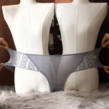 Anti-septic Women Underpants Women Panties Mid Waist Lace Bow Decor Tummy Control Butt-lifted Soft Stretchy Quick Dry Briefs