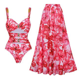 3D Flower One Piece Swimsuit and Skirt 2025 Sexy Swimwear Women Push Up Bodysuit Monokini Swim Suit Bathing Suit Beachwear