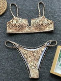 Ribbed Polka Dot Bikinis V-Bar Underwired Bikini Women Swimwear Female Swimsuit Two Pieces Bikini Set High Cut Bathing Suit Swim
