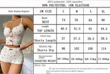 1 Set Sleepwear Women Pajamas Set Heart Print Soft Ribbed Fabric with Flirty Frill Trim Casual Top and Short Set Loungewear