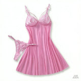 Pink Sexy Women's Underwear: Laceless Panties with Cutouts, Sexy Halter Dresses, Female Erotic Wear, Naughty Pajamas ZA825066