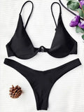 High Cut V-bar Underwired Bikini Women Swimsuit Female Micro Thong Swimwear Two-pieces Bikini Set Push Up Bathing Suit Swim Lady