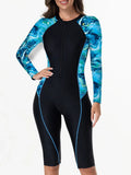 2026 Zipper Rushguard Long Sleeve Surfing Swimsuit Women One Piece Tie Dye Swimwear Female Bather Bathing Swimming Swim Suit XXL