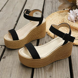 2026 Summer Chunky Platform Sandals Women Plus Size 43 Wedge High Heeled Sandals Woman Ankle Strap Thick Bottom Sandalias Mujer