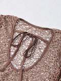 Sexy hollow bikini swimsuit cover-up European and American summer solid color beach dress